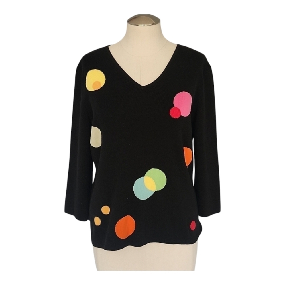 Designers Originals Spot Dot Art Colorful Long Sleeve Polka Dot Sweater M
